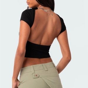 Edikted Bambi Open-Back T-Shirt, Size: Medium, Black